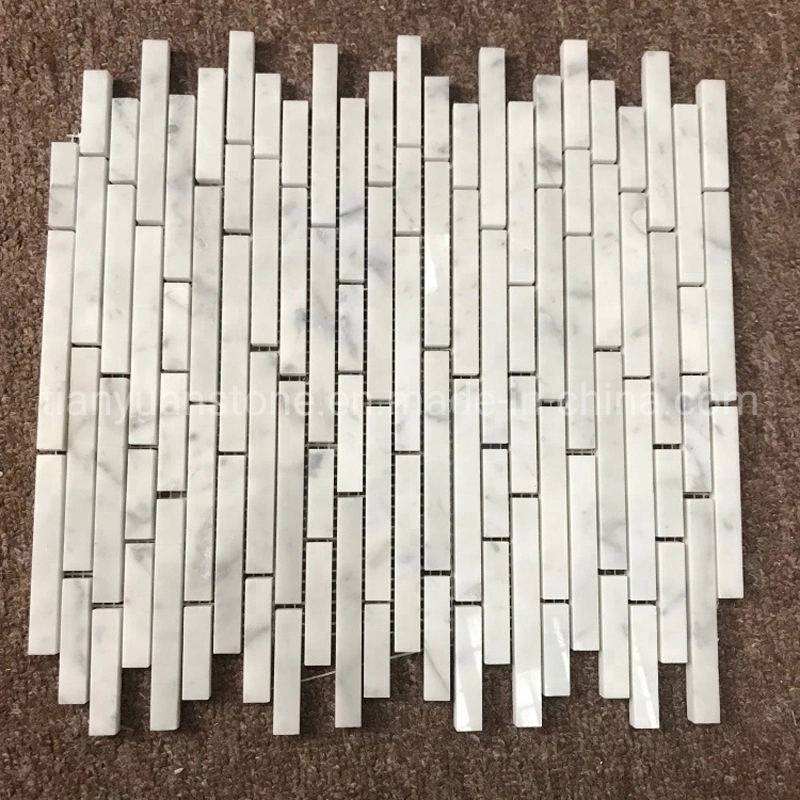 Carrara White Marble Linear Strips Mosaic Tiles for Kitchen Bathroom Backsplash Wall Floor Decor