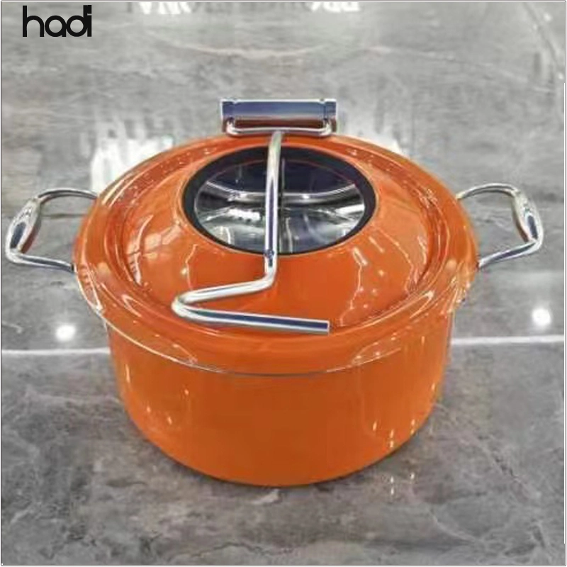 Hadi Catering Electric Induction Chafers Glass Lid 4 Liter Stove Hydraulic Round Yellow Color Elegant Buffet Chafing Dish Food Warmer Wholesale/Supplier