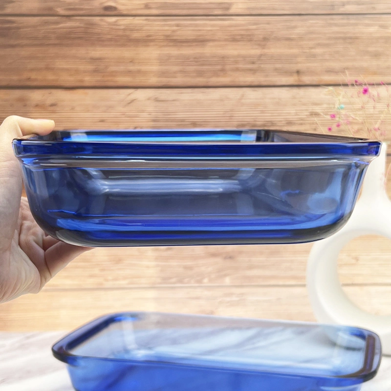 Cobalt Blue High Borosilicate Glass Bakeware, Heat Resistant Baking Tray, Glass Plates, Glass Pans