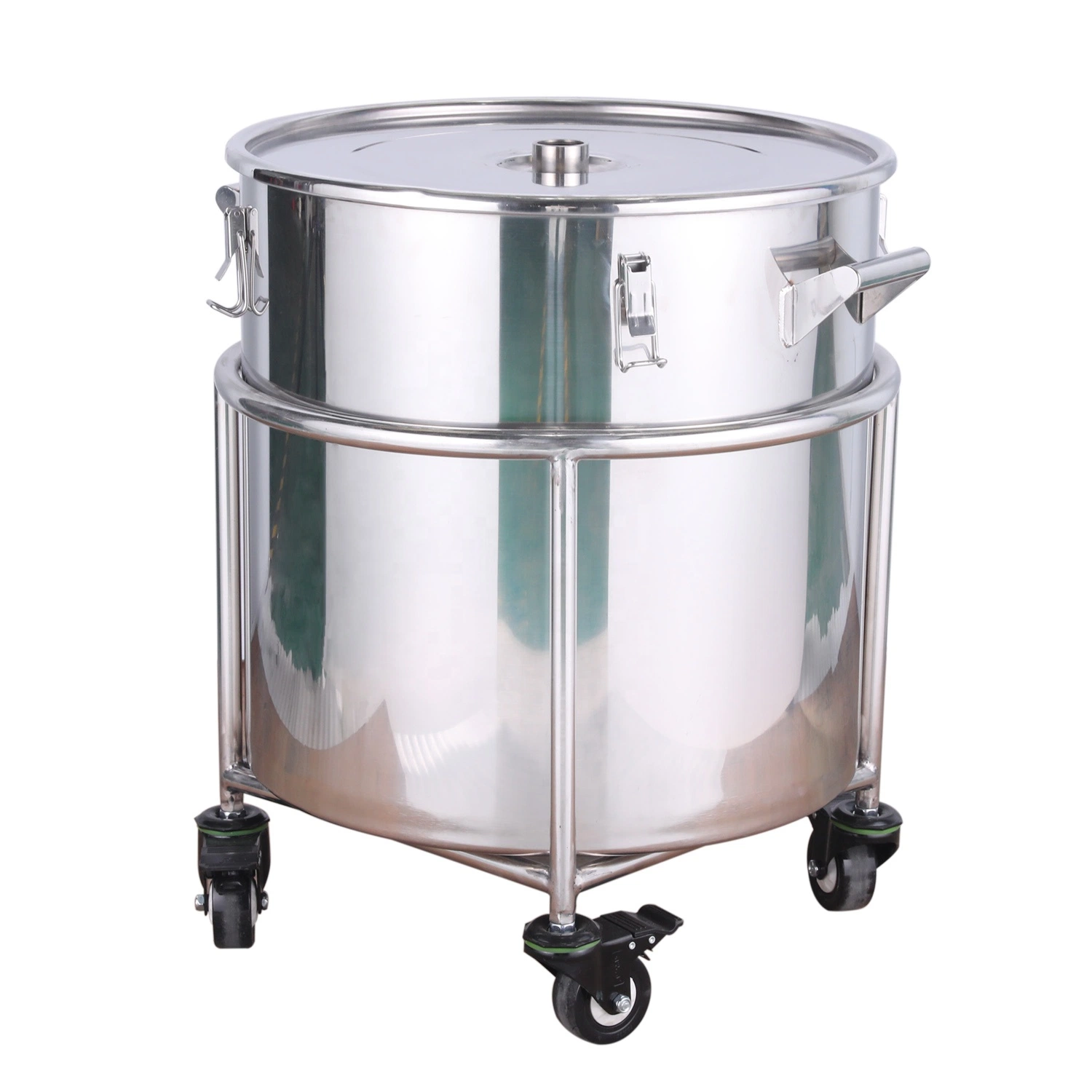 100L Chemical Stainless Steel Corrosion Resistant Wine Olive Oil Storage Tank with Wheel