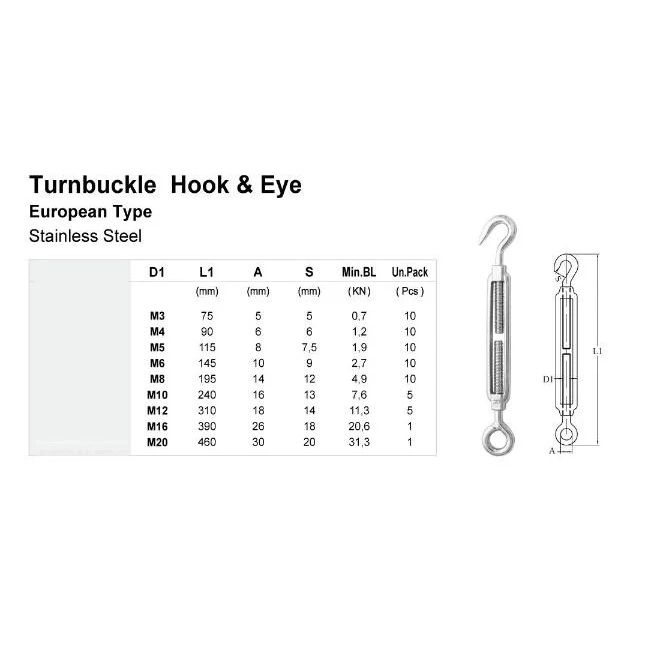 Hochwertige Rigging Us Typ Offenen Körper Heavy Duty Marine DIN1480 Verzinkter, geschmiedeter Augenhaken-Turnbuckle