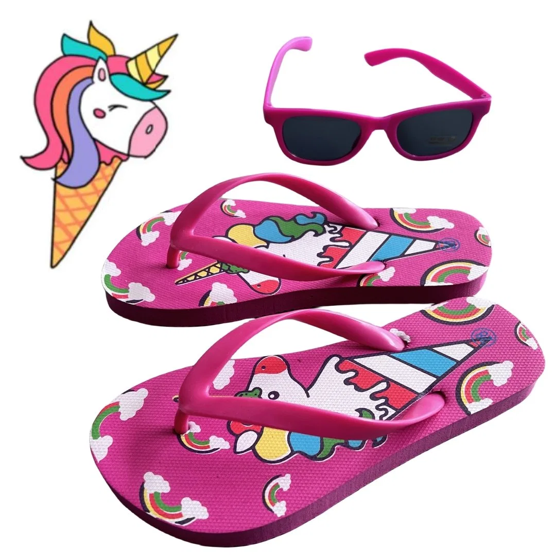 Personalizado de alta calidad de las mujeres señoras diapositivas Sunmer PU chanclas de playa con gafas de sol