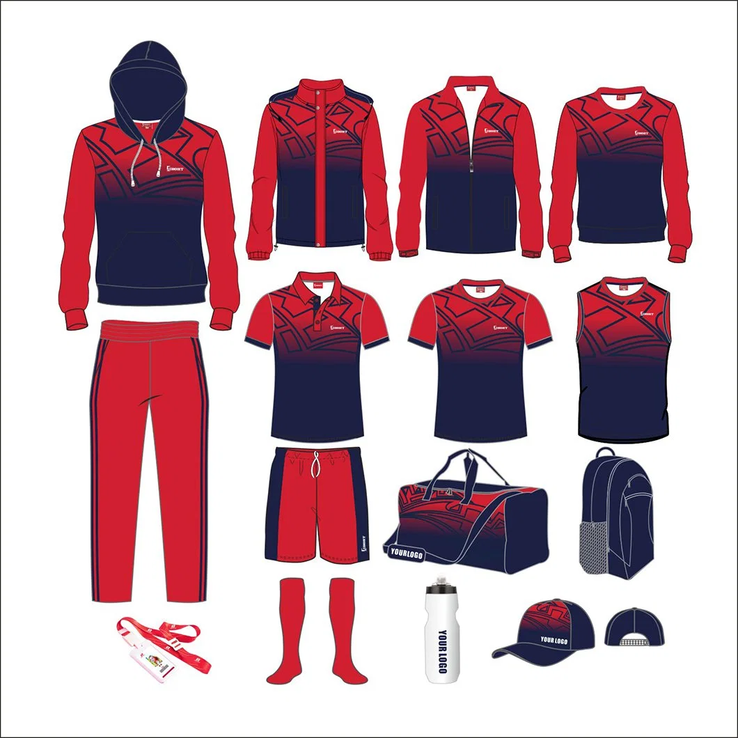 Aibort Custom Komplette Sublimierte Team Wear Range Entwerf Deine Eigene Set Teamwear für Club School Sports Trainingsjacke Kapuzenjacke T-Shirts Poloshirts (AR17-B)