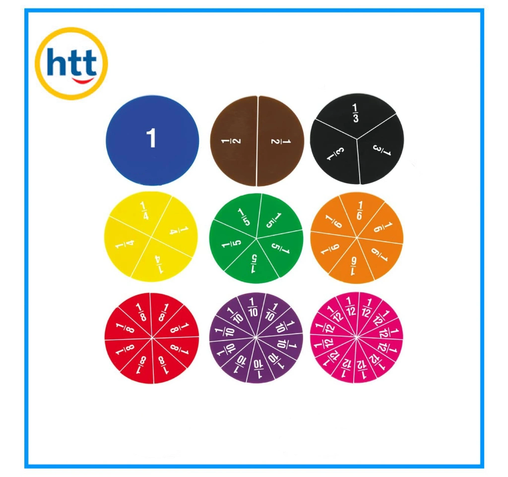 Educational Math Toy Rainbow Round Fraction Circles