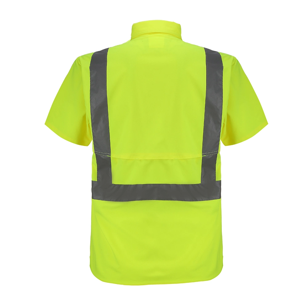 Men Breathable 100% Polyester Hi Vis Reflective Half Sleeve Safety Shirts