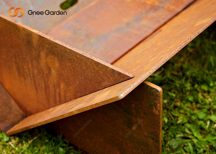 Barbacoa personalizada Corten plegable Acero Rusty al aire libre fogata