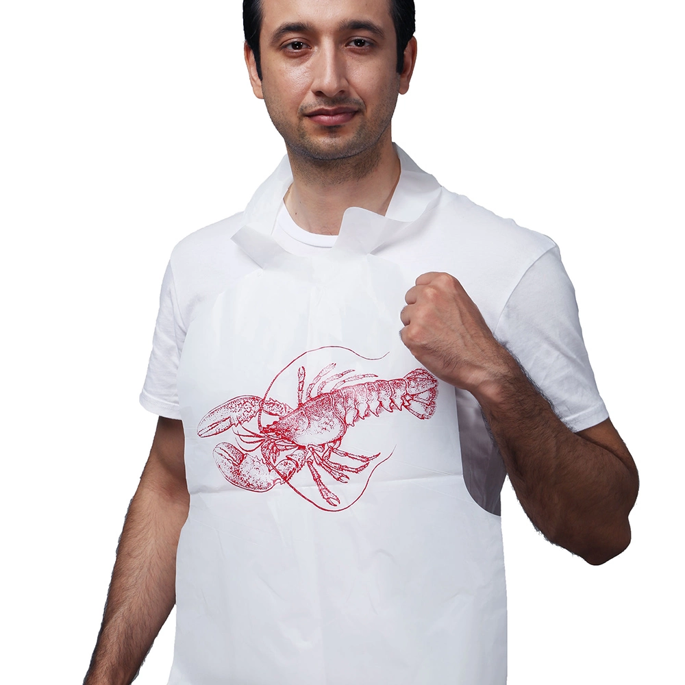 Funny Custom Printed Bibs Disposable Plastic Adult Lobster Crab Bib for Seafood Restaurants