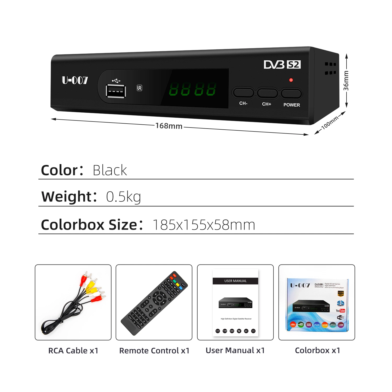 Bester digitaler Satellitenempfänger professioneller DVB-S2 TV-Tuner USB Feld