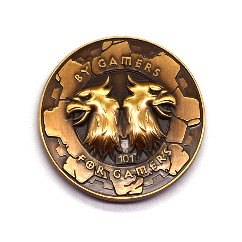 Factory Custom Made Antique Bronze Plated 3D Metal Badge Manufacturer Customized Commemorative Alloy Emblem Bespoke Wholesale Round Game Topic Souvenir Coin