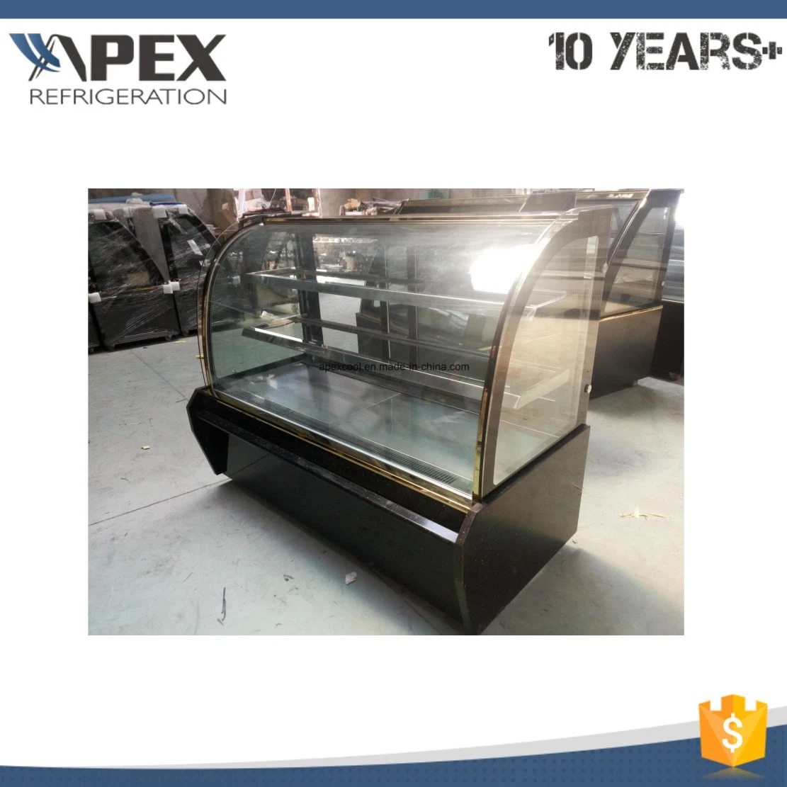 2 Layers Curved Glass Refrigerated Bakery Case