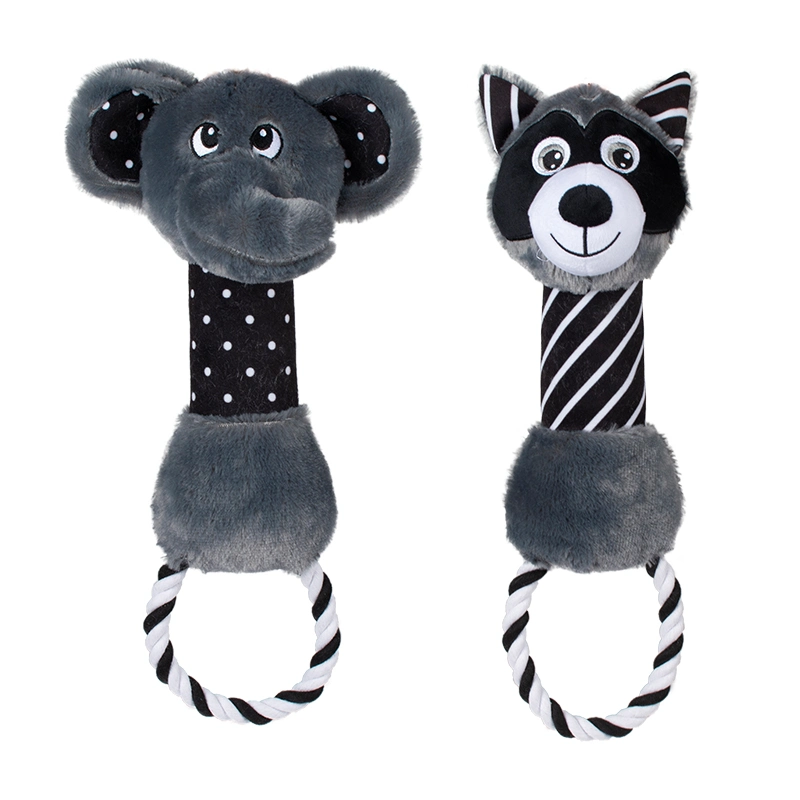 Rena mascota Cute Squeaker en blanco y negro de animales de peluche Peluche Perro Diseño clásico juguete con cuerda