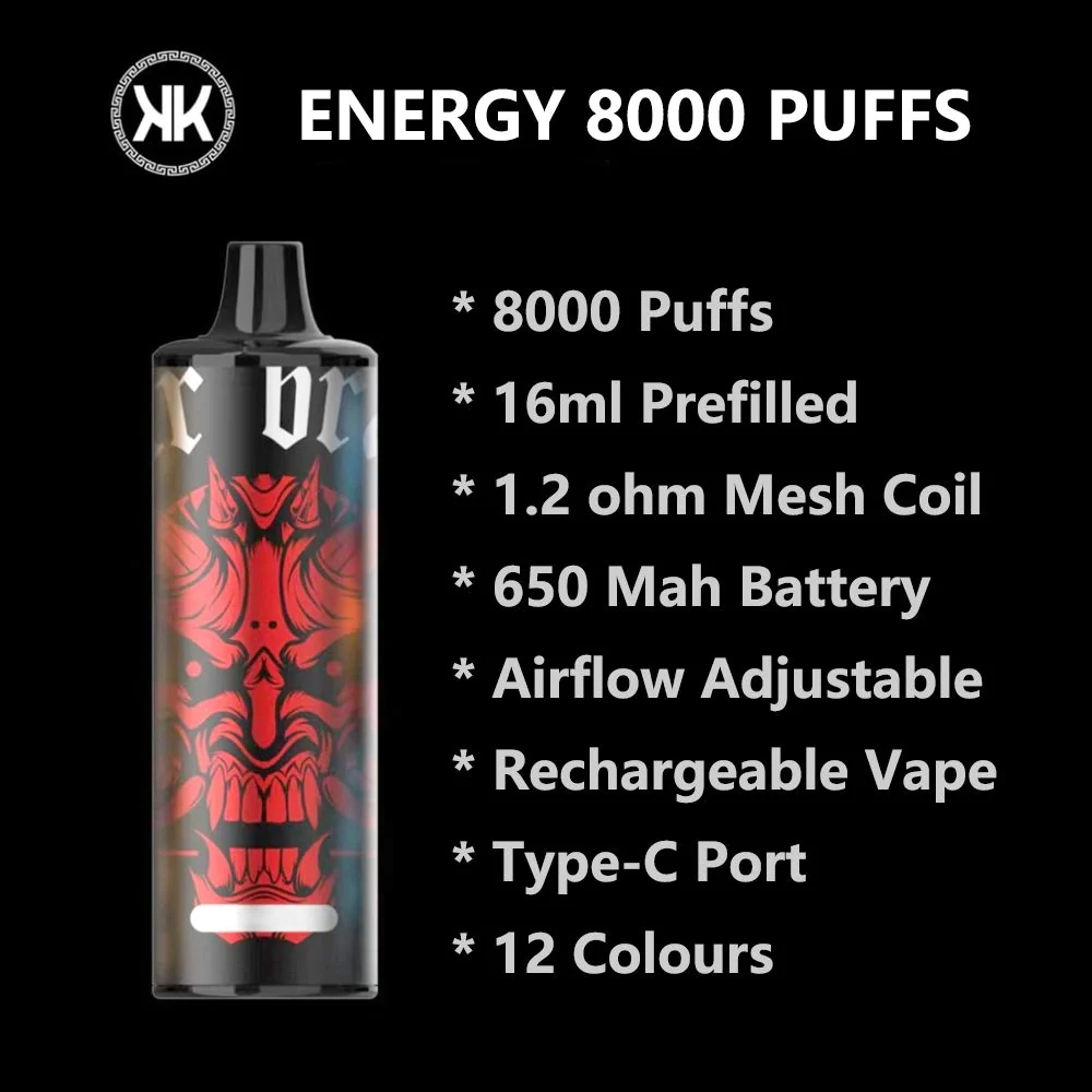 Große Puffs Lang Anhaltende Einweg Vape Kk Energy 8000 Puffs E-Zigarette Fabrik Großhandel Vapor Hookah Shisha Pen Gerät