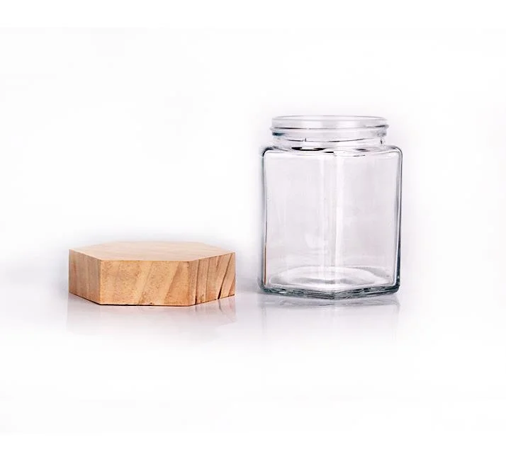 Kitchen Glass Jar with Sealed Pine Wood Lids Glass Jar with Wooden Lid Glass Bottle