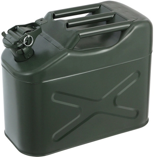 Un Approved 10L Olive Green Metal Fuel Jerry Can Vertical Gas Canister Carrier