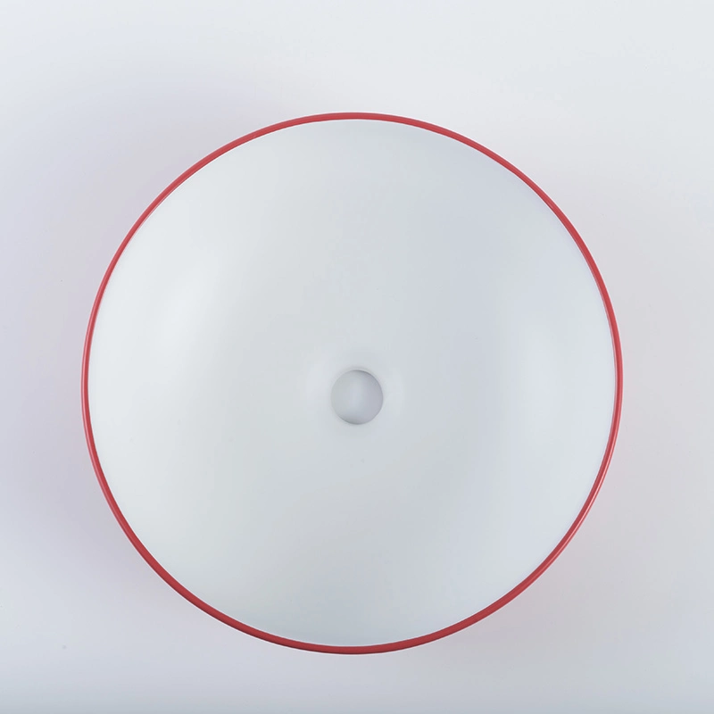 OEM Ceramic Vessel Basin White and Red Bathroom Sink Sanitary Ware