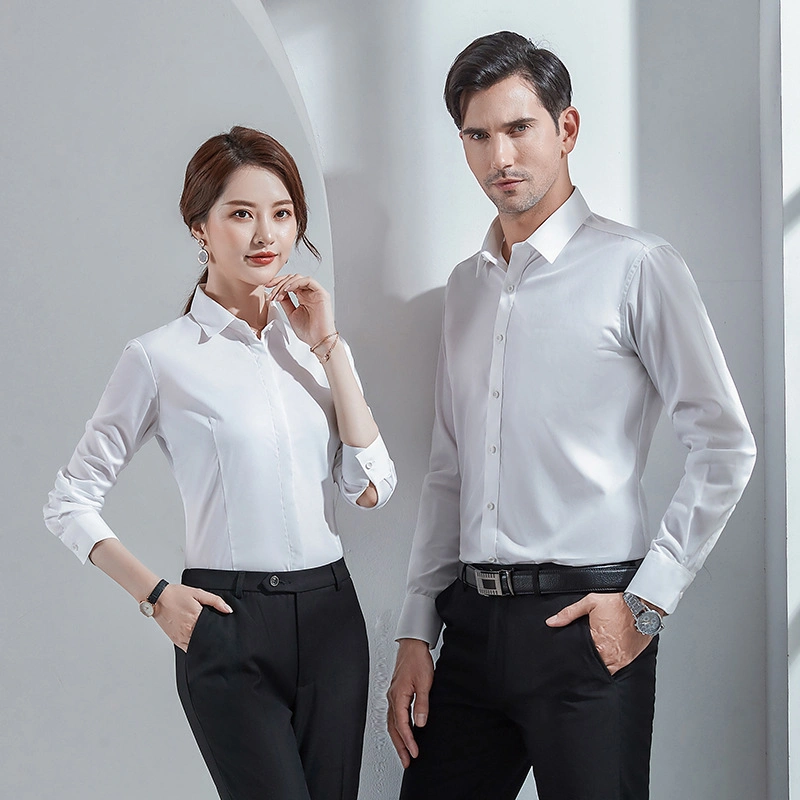 Professional Shirt Men's Models Work School Graduation Suit Teachers Property Formal Wear White Long-Sleeved Slim Business Shirts
