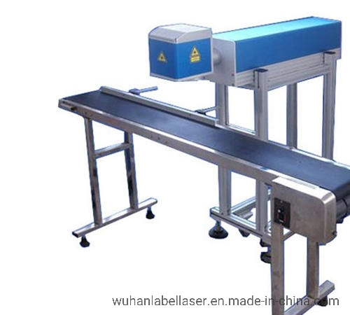 Flying Online 20W 30W 50W Fiber Laser Marking Machine with Conveyor Belt for Pen/Bottle/LED Bulbs