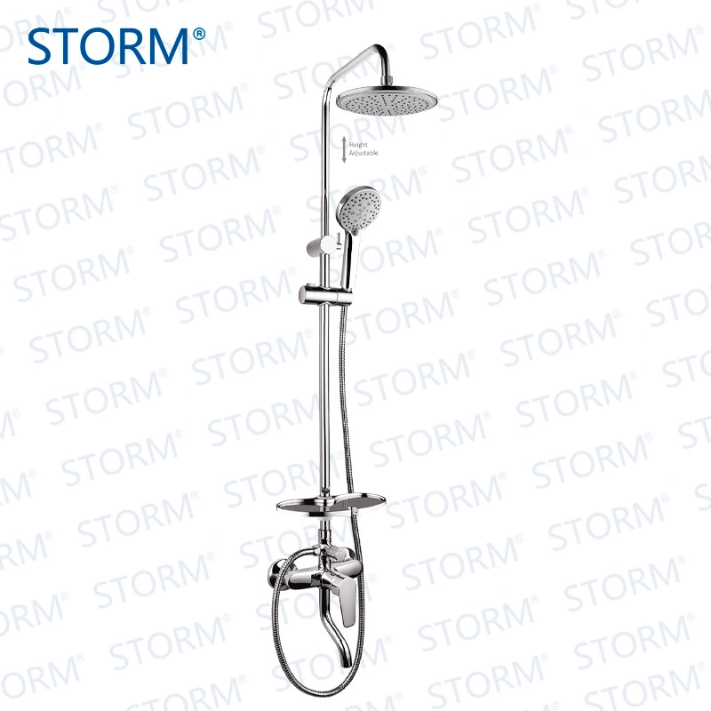 Wall Mounted Bathroom Shower Two Handles Bath Shower Mixer Rainfall Shower Set