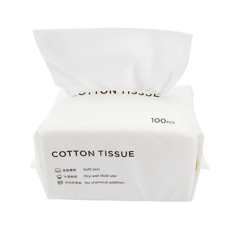 Soft Dry Wipe Unscented Cotton Tissues for Baby Sensitive Skin Care and Removing Face Eye Heavy Makeup Disposable Facial Cotton Tissues