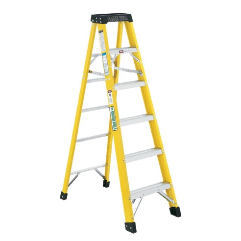 Warehouse Safety Assured Fibreglass 6 7 8 Step with Platform Combination Industrial Ladders