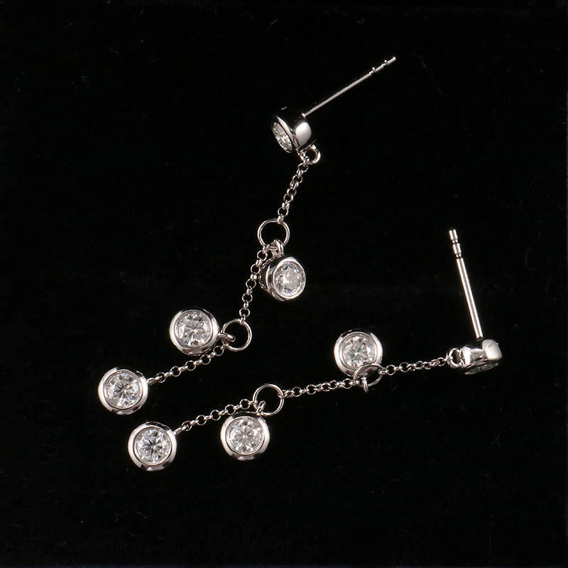 Fashion Jewelry Design White Gold Setting Round Lab Created Diamond Earring