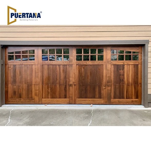 Carriage Style Wooden Flat Panel Solid Wood Garage Door