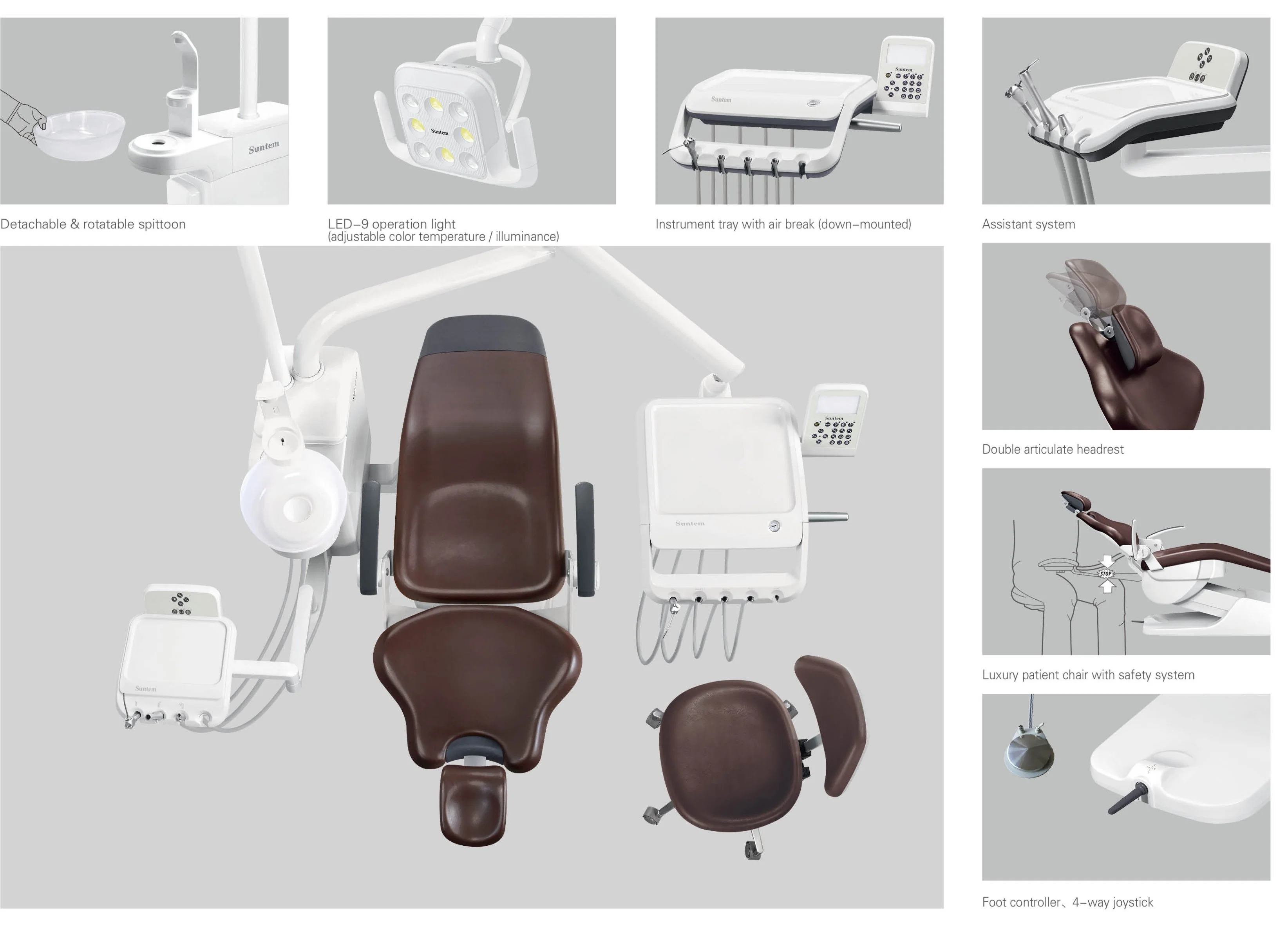 Suntem Dental Unit/Medical Instrument with PU Leather Cushion