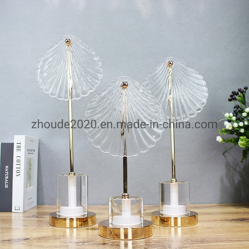 Modern Minimalism Style Luxury Crystal Base Glass Shell Shape Arts Crafts for Office Table Accessories