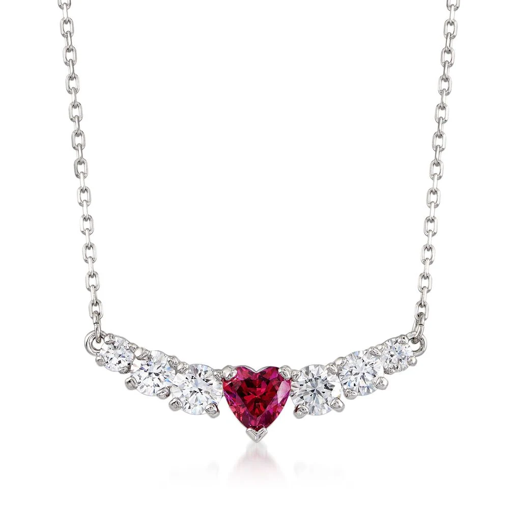 925 Silve Chain with CZ Heart Ruby Necklace Custom Fashion Jewelry/Jewellery