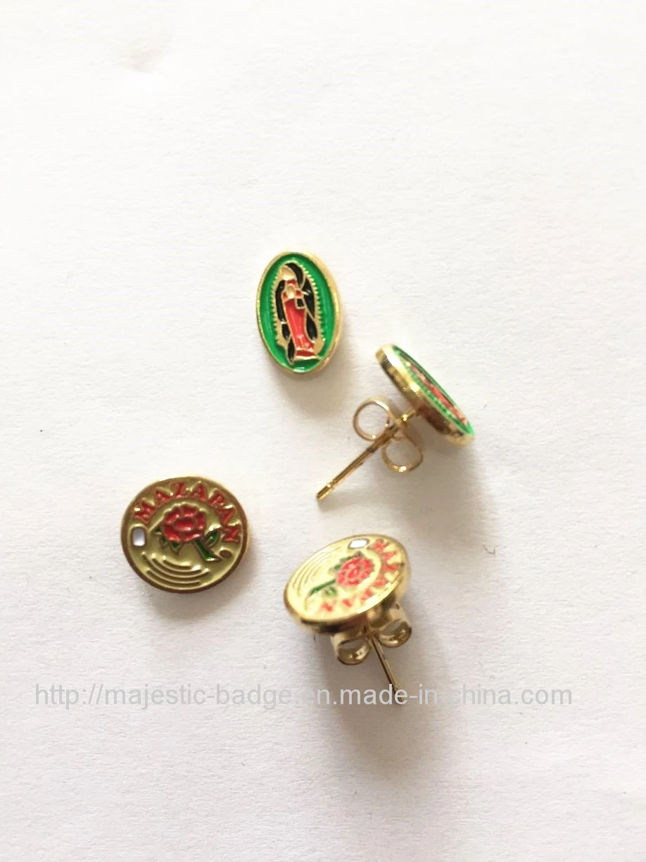 Custom Fashion Design Gold Metal Stud Earrings for Promotional Gift