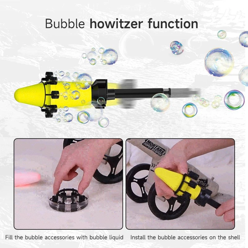 2-in-1 Children Shooting Game Toy Soft Bullet Mortar Gun Launcher Military Model Rocket Electric Bubble Machine Toys for Kids