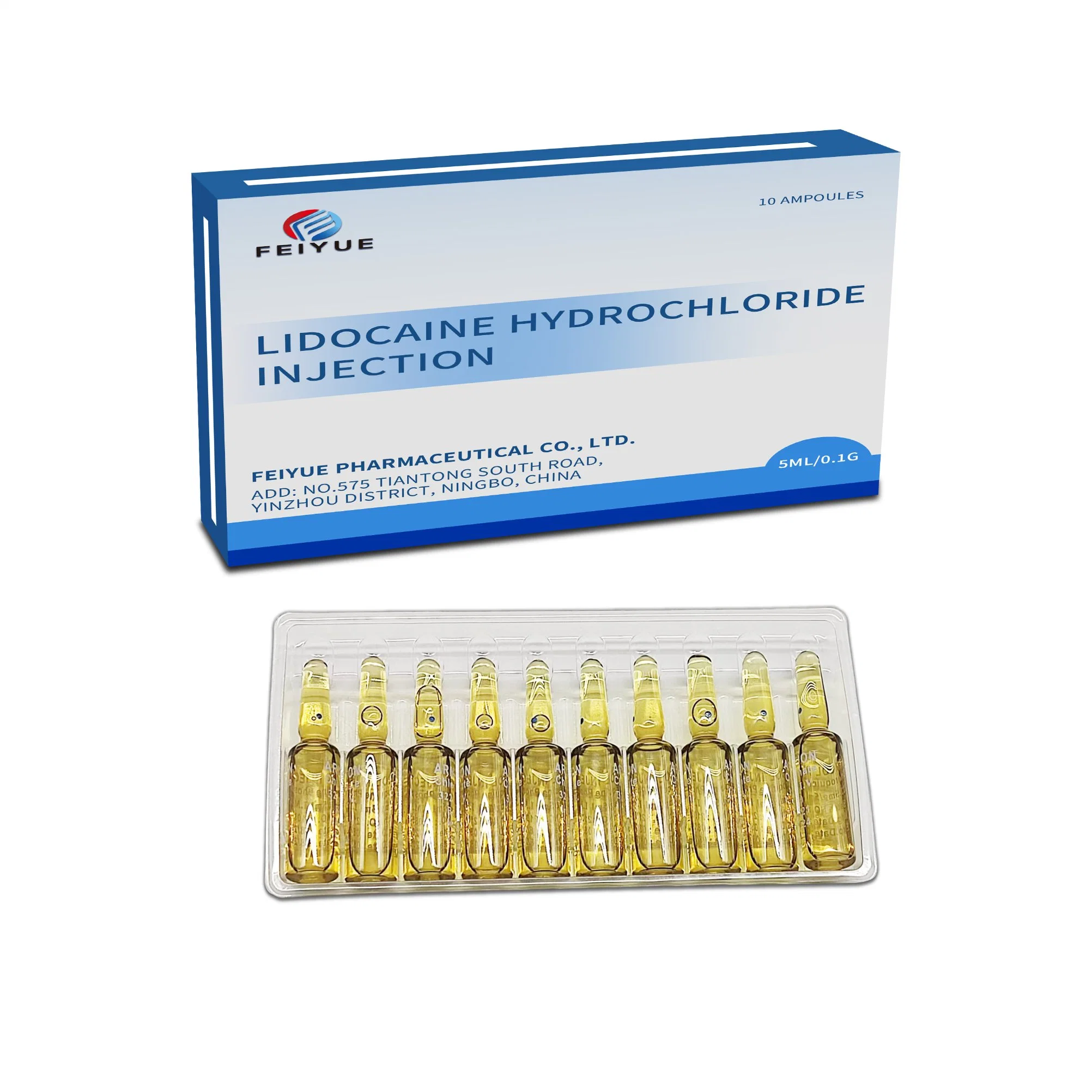 GMP Chine injection d'hydrochlorure de lidocaïne, anesthésique local, médicament anti-arythmique, battements ventriculaires prématurés, arythmies ventriculaires