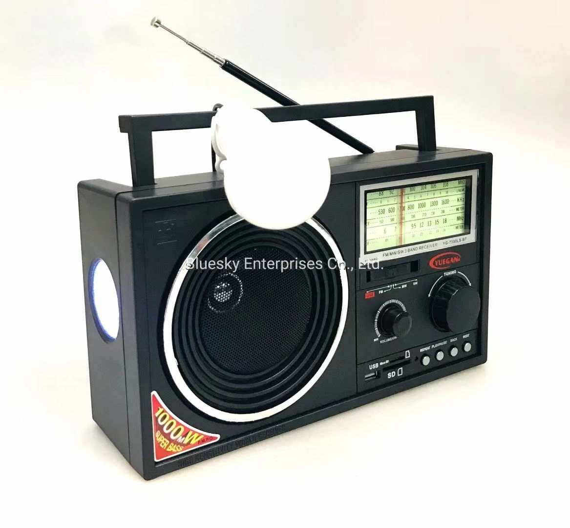 Yg7350us-Bt Meilleure vente FM RADIO MW Sw Multiband Lecteur MP3 avec TF SD USB Récepteur radio panneau solaire du monde extérieur