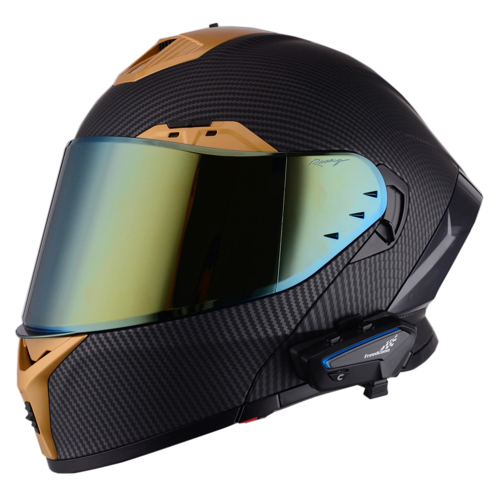 Dual Visor Flip up Modular Motorcycle Helmet with Optional Bluetooth and LED