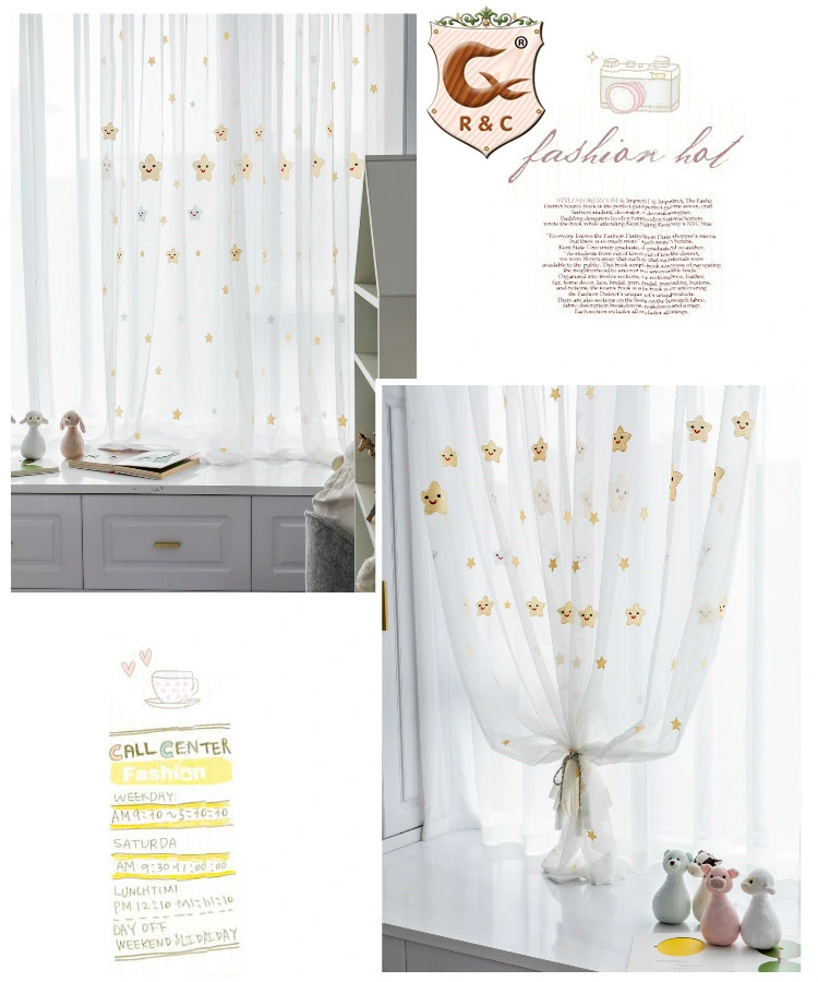 Embroidered Sheer Voile Curtain and Jacquard Voile Sheer for Window