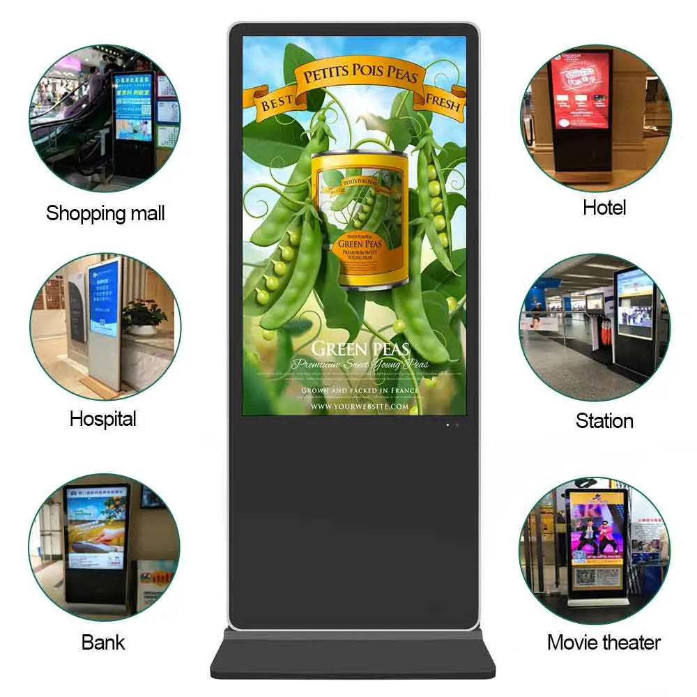 43 49 Inch Indoor Capacitive Touch Screen Monitors 4K LCD Digital Signage Media Advertising Player