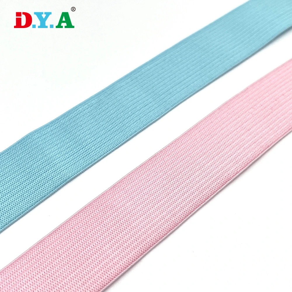 Custom Specification Color Crochet Elastic Tape 15mm Polyester Rubber Knitted Elastic for Clothing Sewing