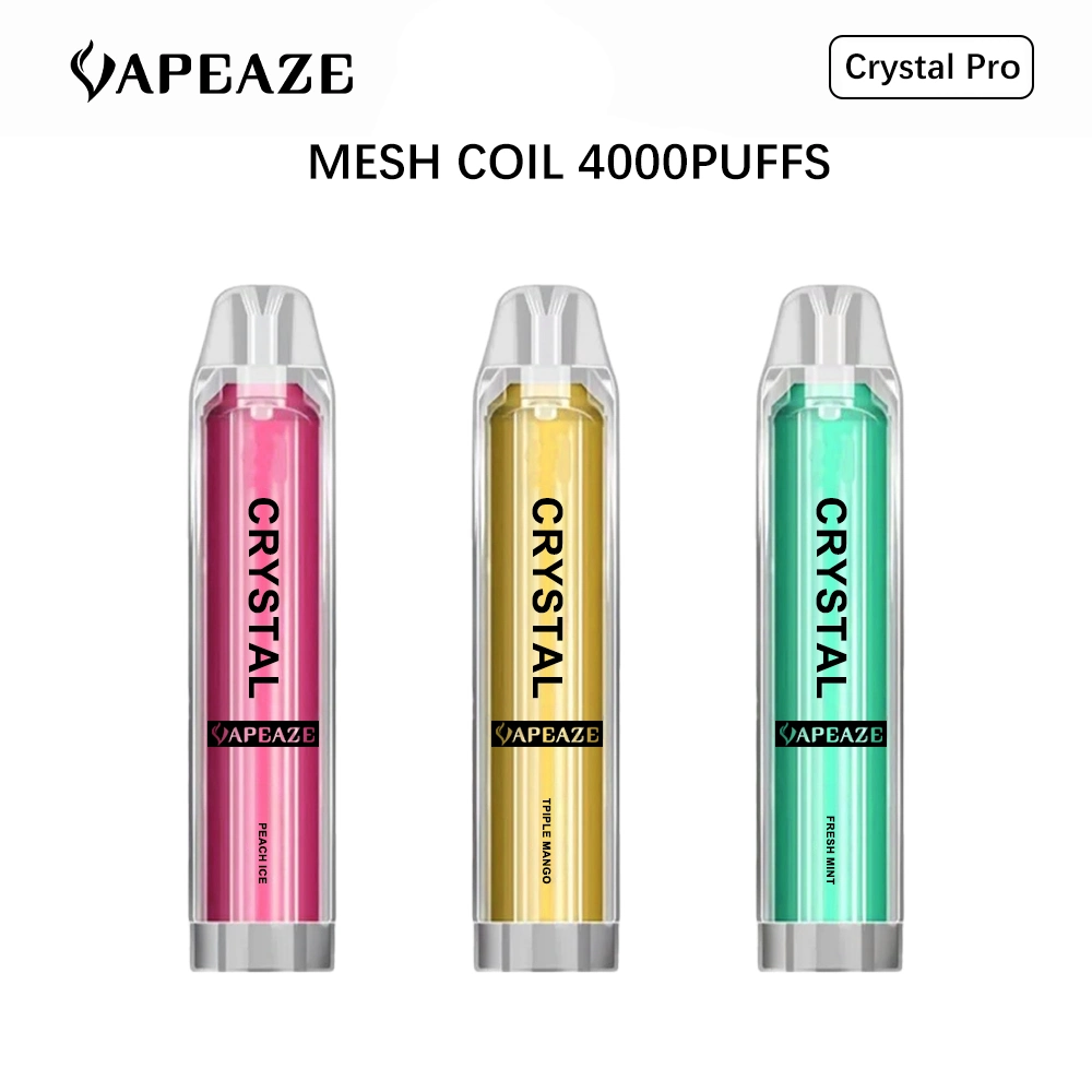 Crystal Vapes E-Smoke Smooth Airflow 4000 Cigarette Puff 20mg Mesh Coil 8.5ml Supper Capacity OEM Disposable/Chargeable Cigar