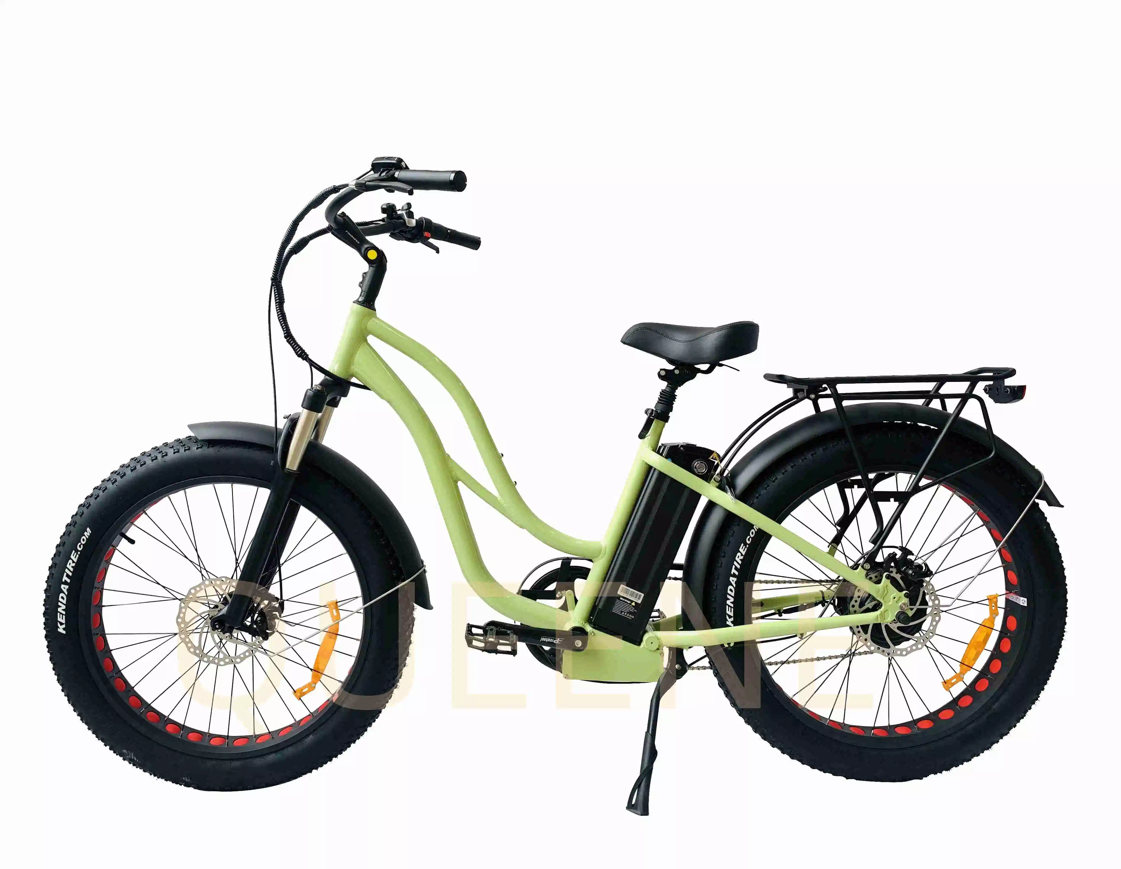 Retro Queene señoras 26pulgadas Commuter Electric Beach Cruiser neumático Fat Bike 48V 750W el paso a través de bicicleta Electrica bicicleta eléctrica para mujer