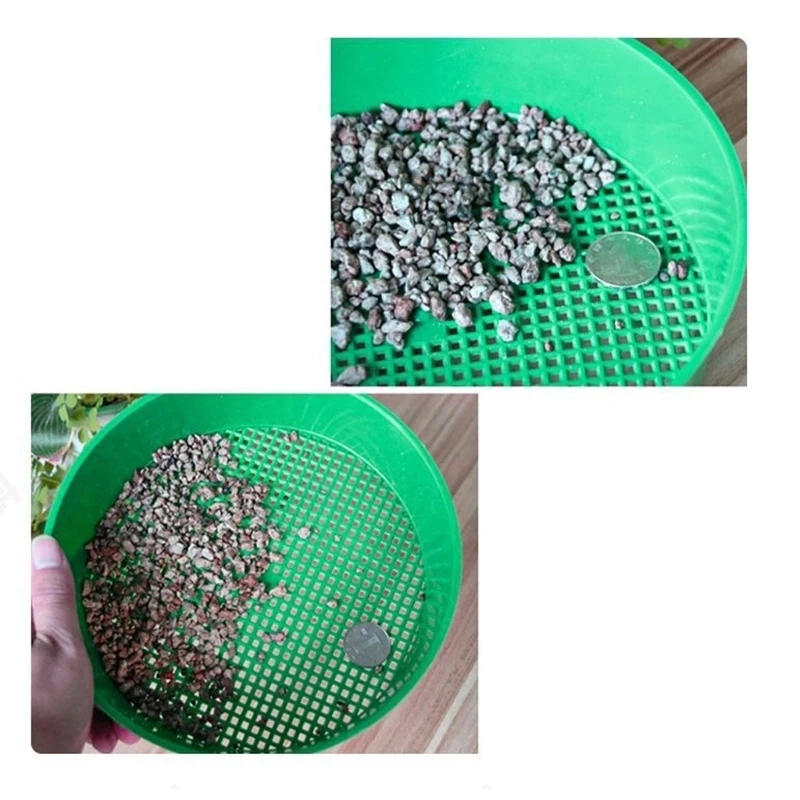 Grille de jardin en plastique rond vert Riddle tamis à mailles de semis de sable de pierre des outils de jardin pour le compost de jardin de maillage de pierre de sol