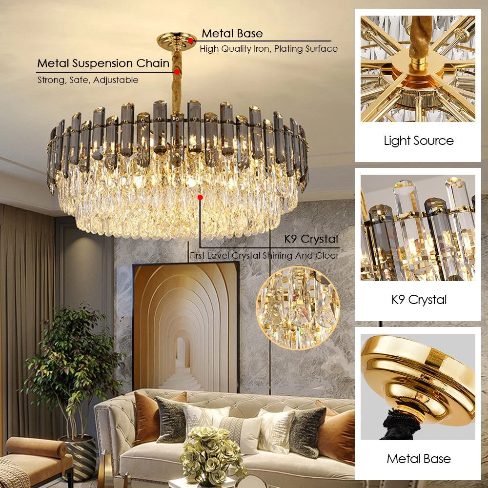 Hot Customized Nordic Pendant Light Indoor Hotel Lobby Luxury Crystal Modern Chandelier