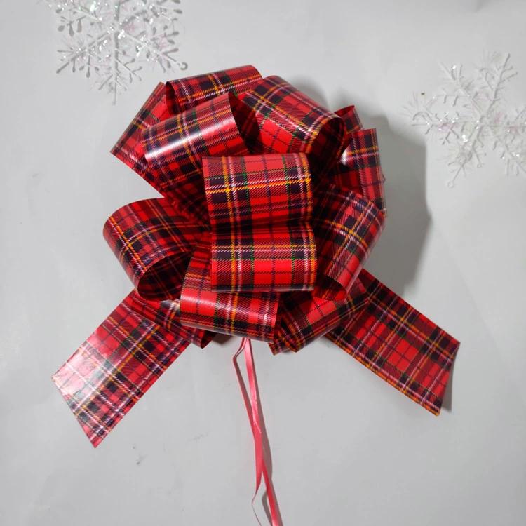 a Large Number of Wholesale/Supplier PP Christmas Suger Plaid Ball Hand-Pulled Flowers, Venue Decoration Bow Pull Flowers