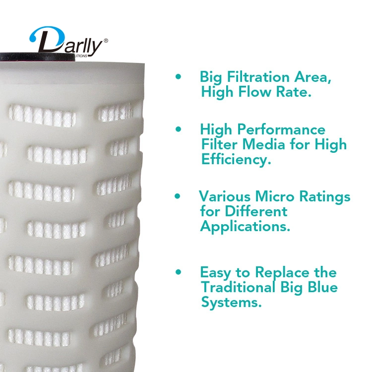 New Design 115 mm 0.22/5/10 Micron PP/Glass Fiber/Pes Membrane Pleated Filter Cartridge for Big Filter Housing Filtration