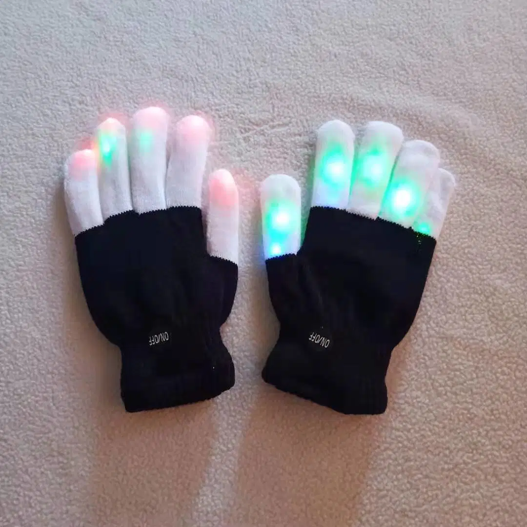 Custom Fashion Winter Warmer Thick Decorate Knitted Acrylic Gloves with LED Lights