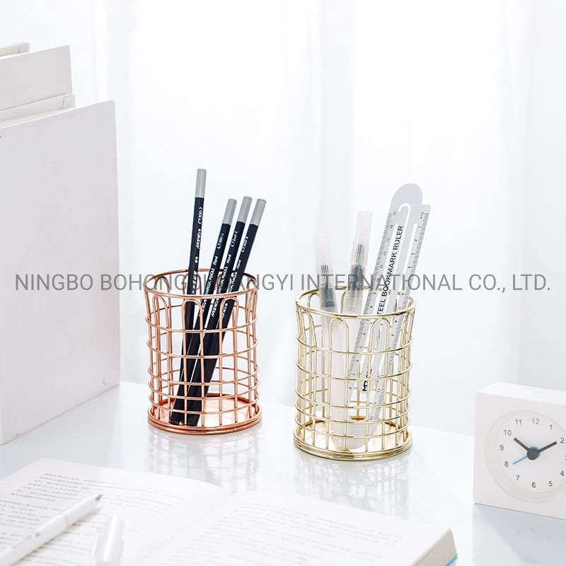 Desktop Promotion Wholesale/Supplier Pen Holder Stationery Single Stand Office Mesh Metal Black Pencil Holder