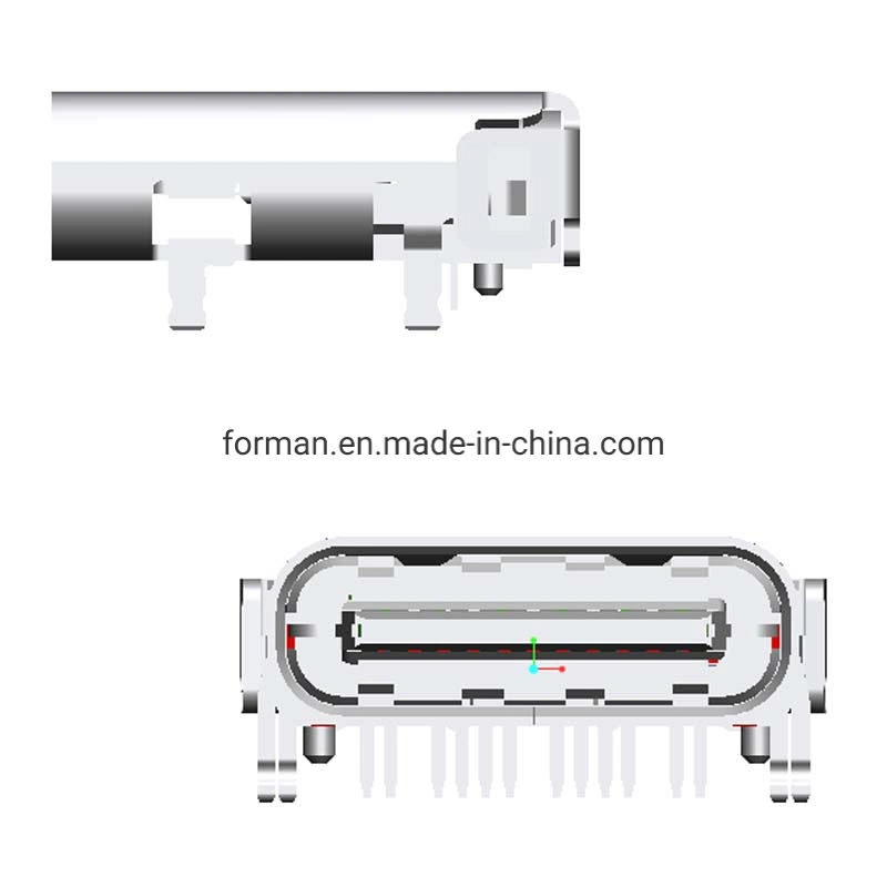 Fast Charging 24pin USB Association of Certified USB C Type 3.1 Deep Drawing Shell with PCB Male Connector