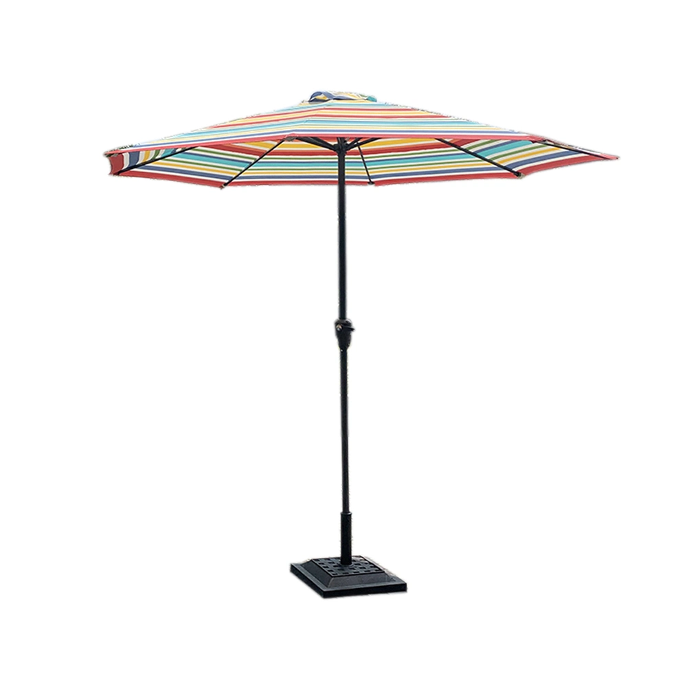 Polyester imperméable résistant à la décoloration tissu Canopy résistant EXTÉRIEUR DE 9 PI de long Parasol Market patio avec bouton-poussoir inclinable et manivelle