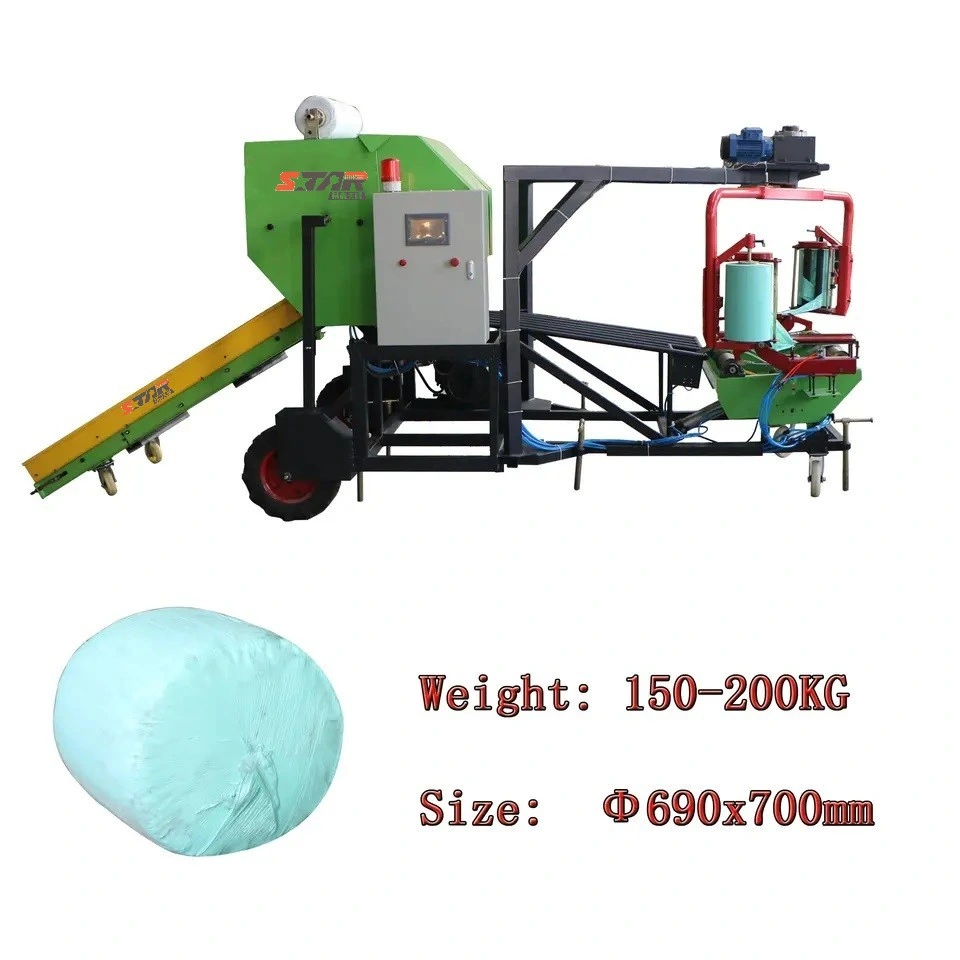 Wholesale/Supplier Good Reliability Agricultural Tool 200kg Round Pine Straw Baler and Wrapper Combination Machine