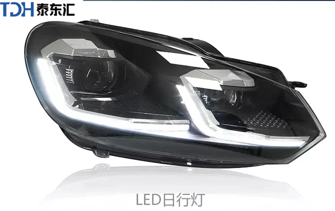 مصابيح السيارة في طراز VW Golf 6 Headlight عدسة جهاز العرض Golf6 Mk6 المصباح الديناميكي العالي للإشارات مصابيح LED مصابيح القيادة أثناء النهار (DRL) مصابيح القيادة أثناء النهار (DRL) ملحق