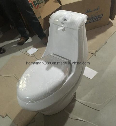 Sanitary Ware One Piece Floor Mounted Ceramic Toilet and Pedestal Basin as a Set